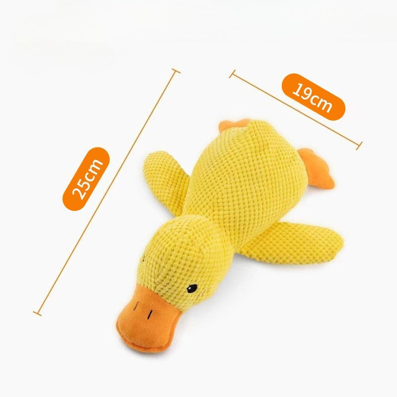 Qbell Plush Companion Sleeping Duck Dog Toys for Small Large Dogs Bite Resistant Teeth Grinding Sound Relief Duck Sound Toy