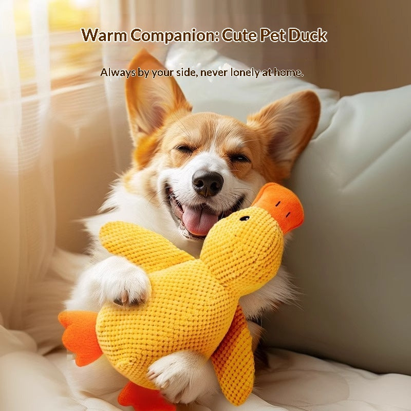 Cross-border Dog Sound-Emitting Bite-Resistant Plush Toy Pet Toy Sleep Companion Little Yellow Duck