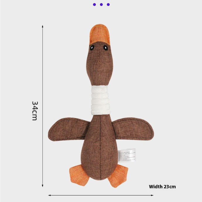Eco-Friendly Dogs Plush Toy Duck Double-Ring Linen Duck Interactive Sleep to Relieve Boredom Bite Sound Pet Dog Cats Plush Toys