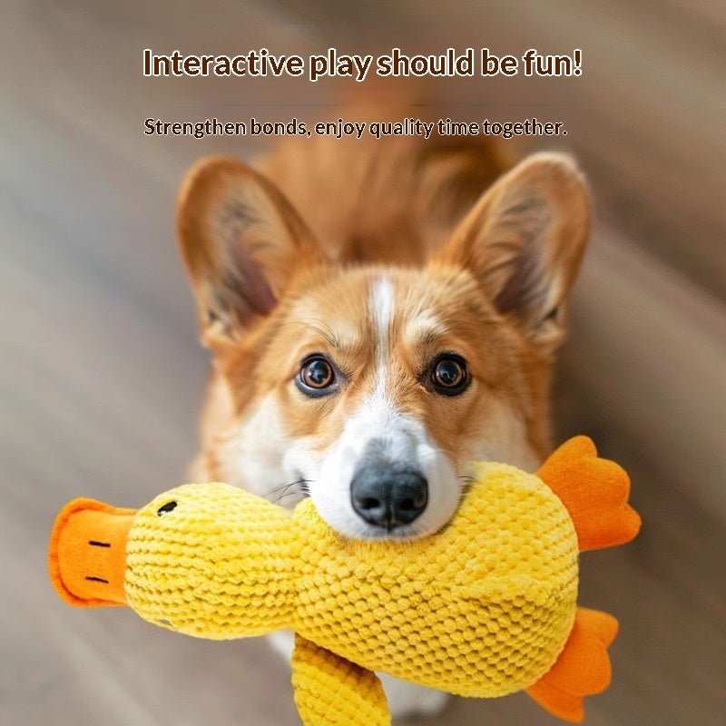 Cross-border Dog Sound-Emitting Bite-Resistant Plush Toy Pet Toy Sleep Companion Little Yellow Duck