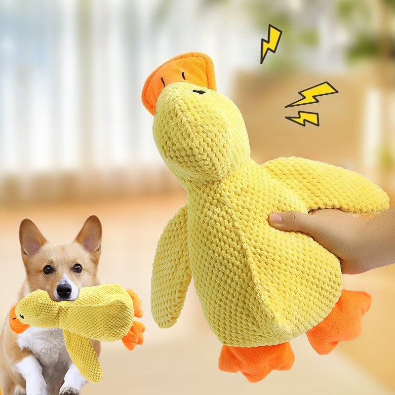 Qbell Peluche Compañero Pato Durmiente Juguetes para Perros Pequeños y Grandes Resistente a Mordeduras Dientes Rechinando Alivio Sonido Pato Juguete