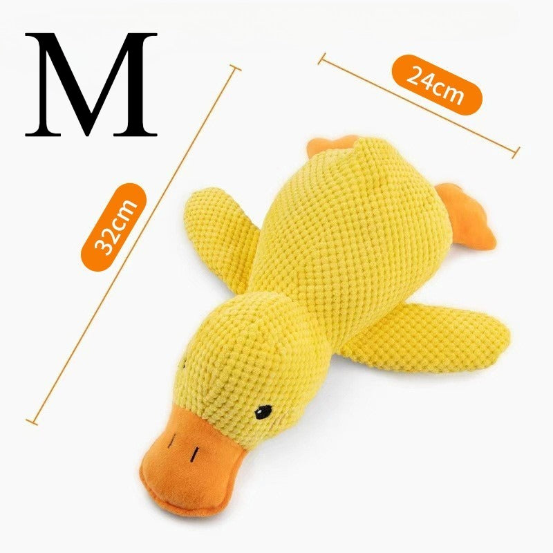 Qbell Peluche Compañero Pato Durmiente Juguetes para Perros Pequeños y Grandes Resistente a Mordeduras Dientes Rechinando Alivio Sonido Pato Juguete