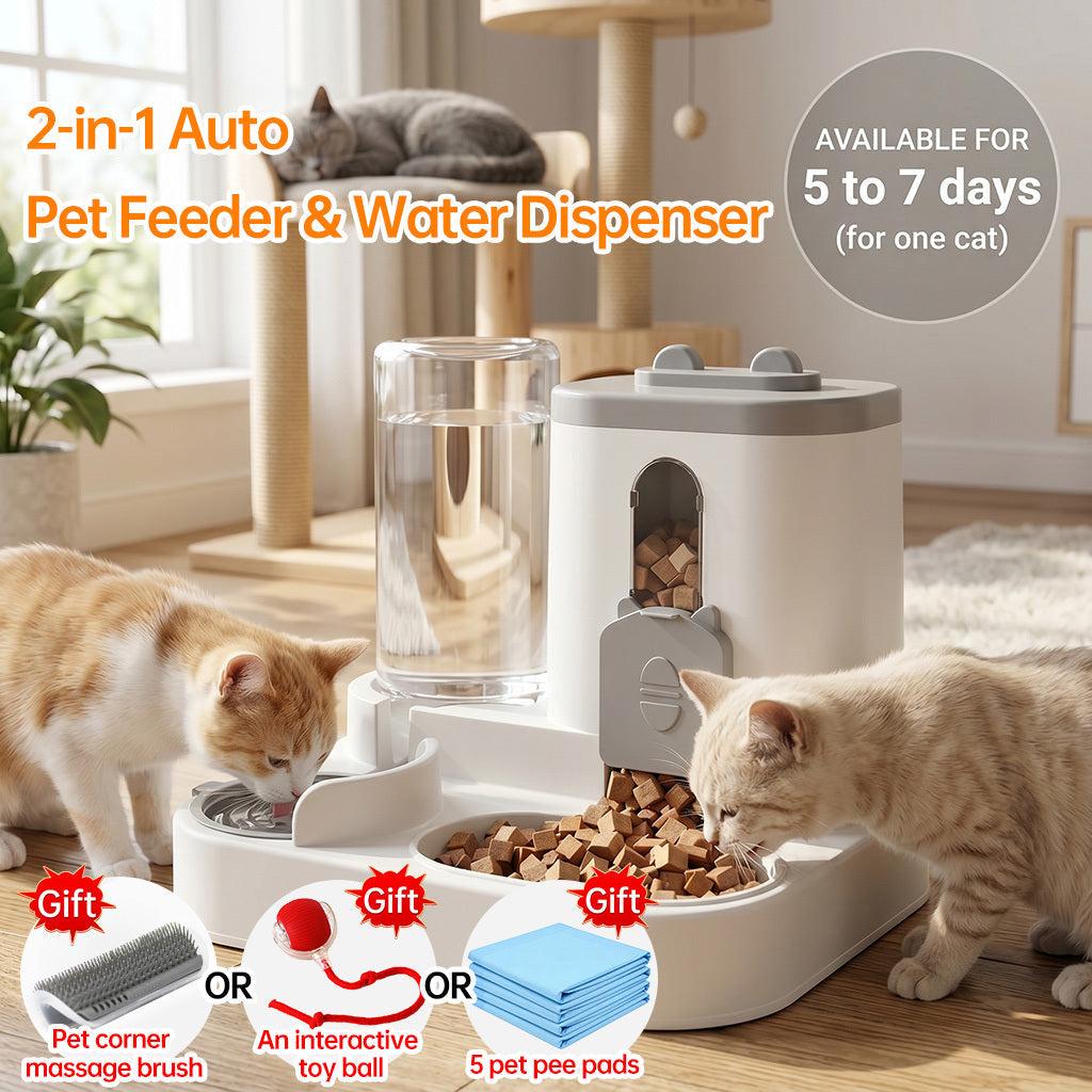 Space-Saving 2-in-1 Auto Feeder & Waterer