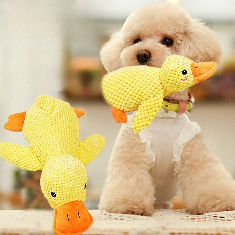 Qbell Peluche Compañero Pato Durmiente Juguetes para Perros Pequeños y Grandes Resistente a Mordeduras Dientes Rechinando Alivio Sonido Pato Juguete