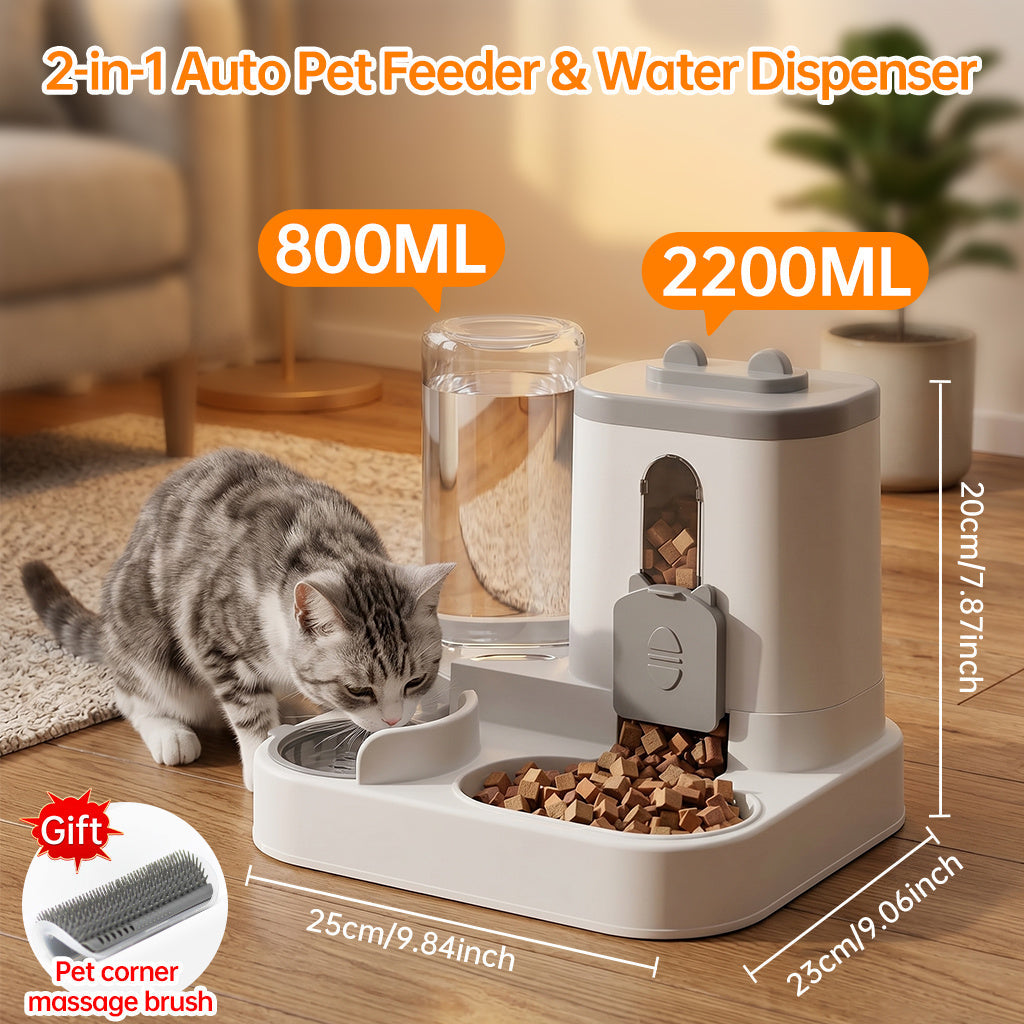 Space-Saving 2-in-1 Auto Feeder & Waterer
