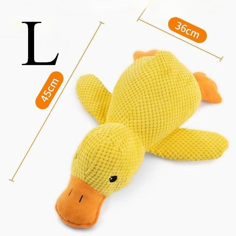 Qbell Plush Companion Sleeping Duck Dog Toys for Small Large Dogs Bite Resistant Teeth Grinding Sound Relief Duck Sound Toy
