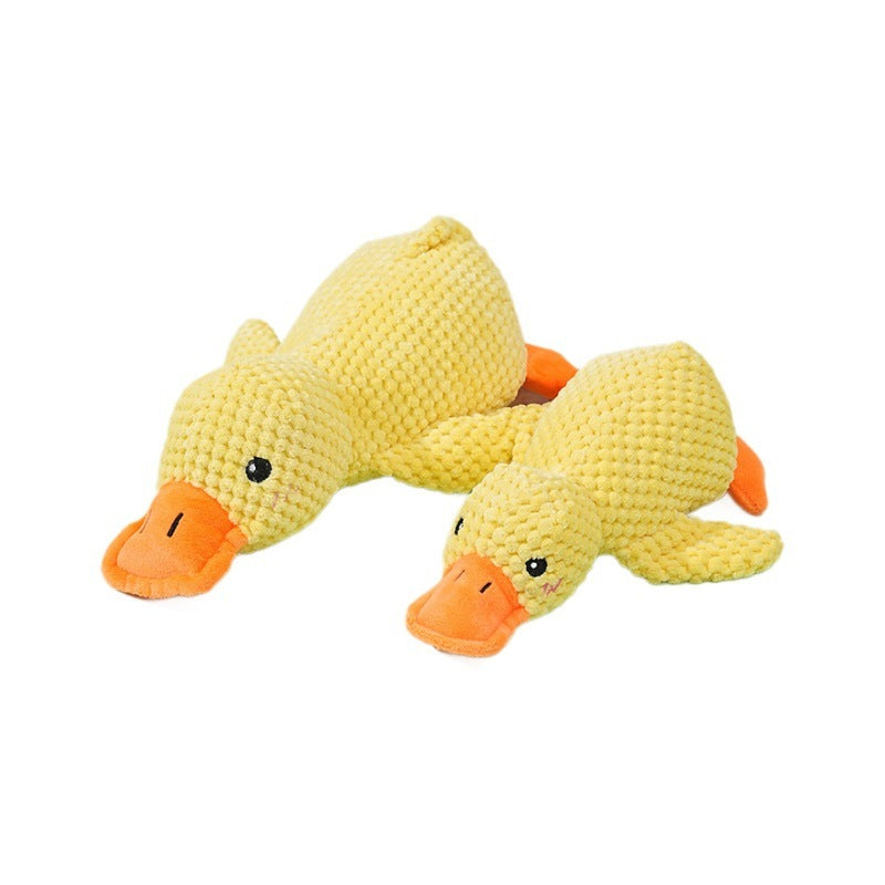 Qbell Peluche Compañero Pato Durmiente Juguetes para Perros Pequeños y Grandes Resistente a Mordeduras Dientes Rechinando Alivio Sonido Pato Juguete