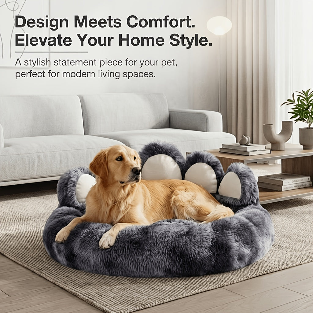 CloudComfort™ Bear Paw Calming Donut Bed