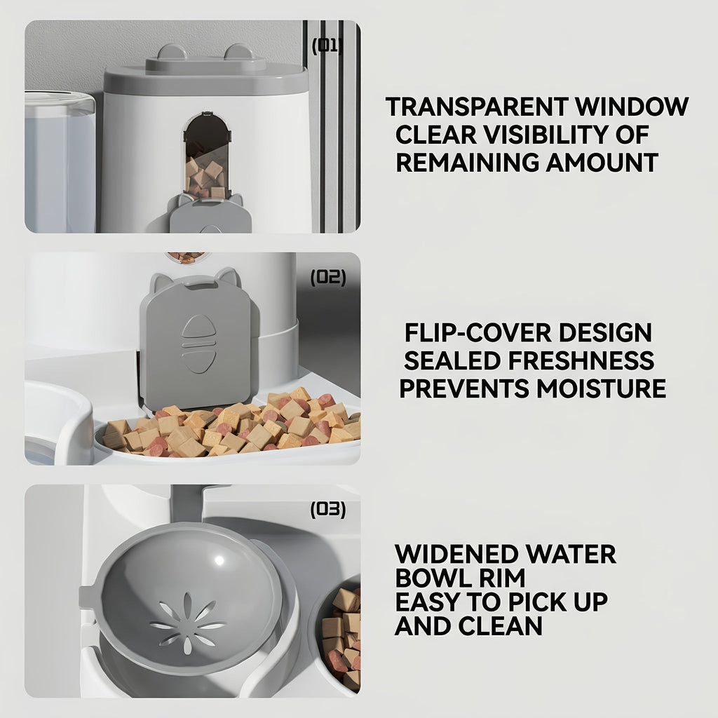 Space-Saving 2-in-1 Auto Feeder & Waterer