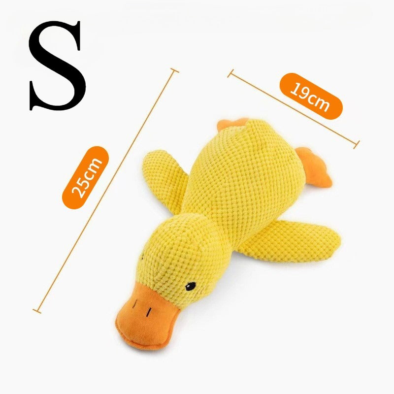 Qbell Peluche Compañero Pato Durmiente Juguetes para Perros Pequeños y Grandes Resistente a Mordeduras Dientes Rechinando Alivio Sonido Pato Juguete